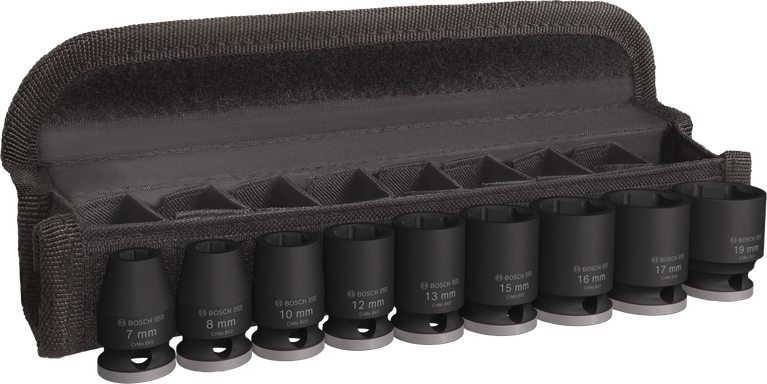 Bosch PRO Impact Socket Set 3/8 inci, 9 buah dalam kotak.